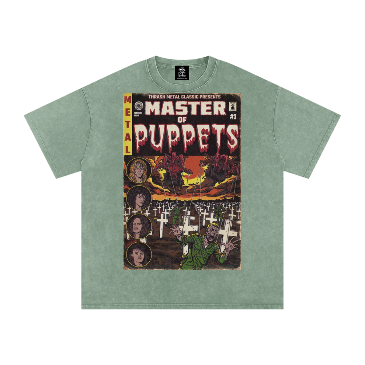 Master of Puppets - Snow Washed Oversized Cotton T-Shirt