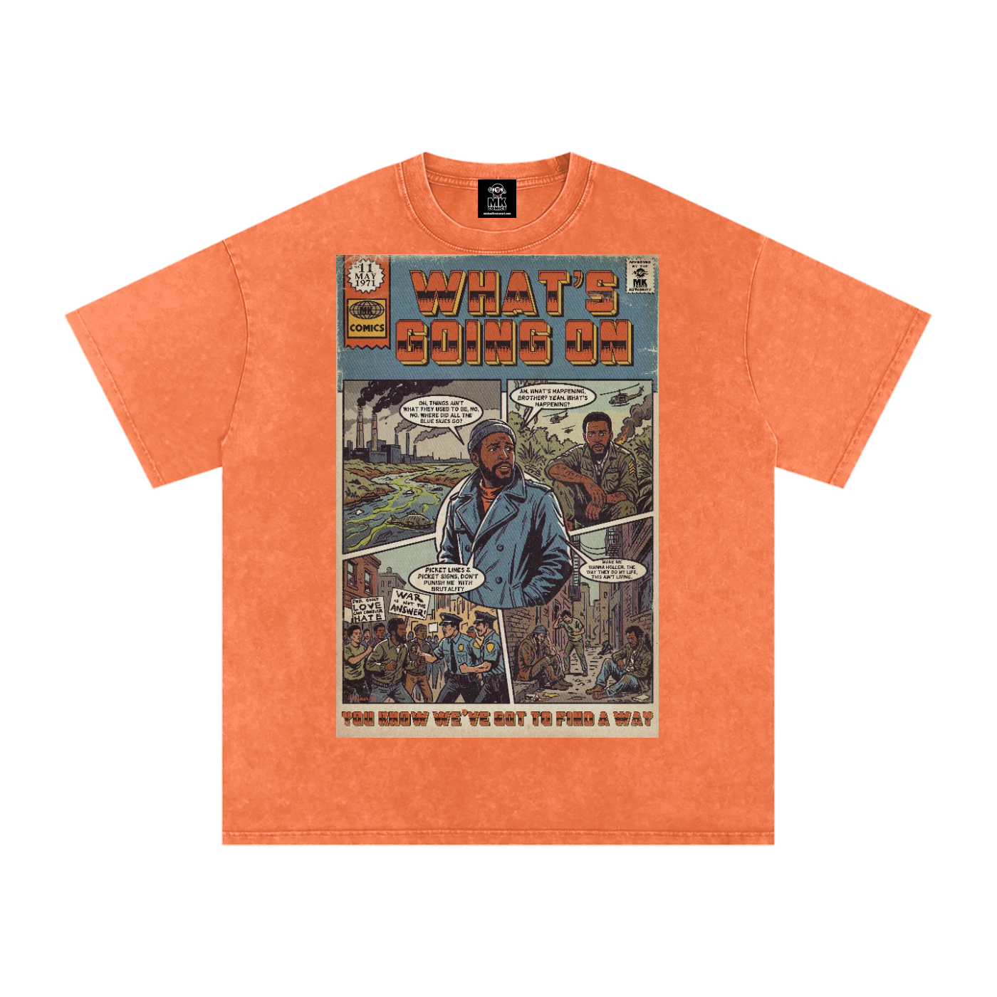 What's Going On - Snow Washed Oversized Cotton T-Shirt
