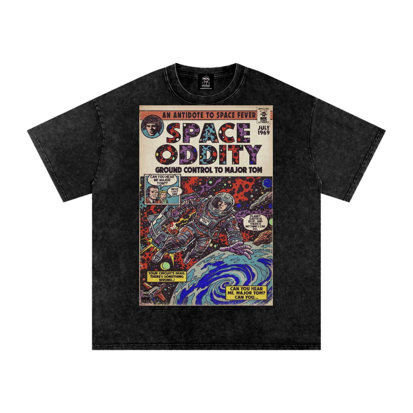 Space Oddity - Snow Washed Oversized Cotton T-Shirt