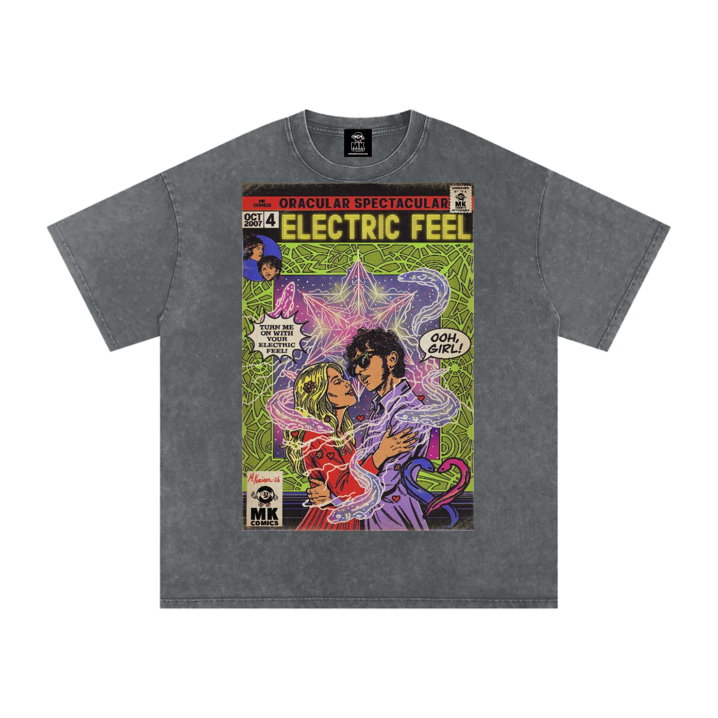 Electric Feel - Snow Washed Oversized Cotton T-Shirt