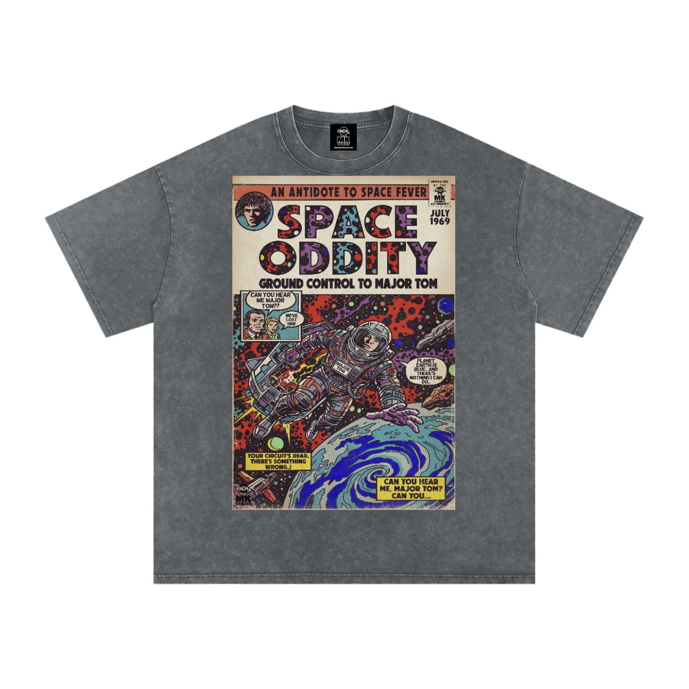 Space Oddity - Snow Washed Oversized Cotton T-Shirt