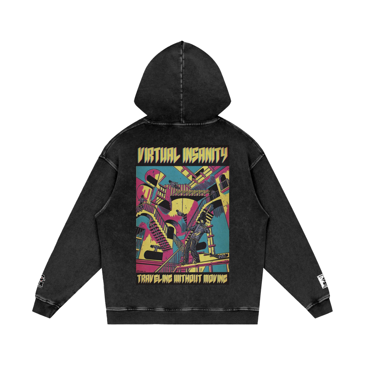 Virtual Insanity - Snow Washed Loose Cotton Hoodie