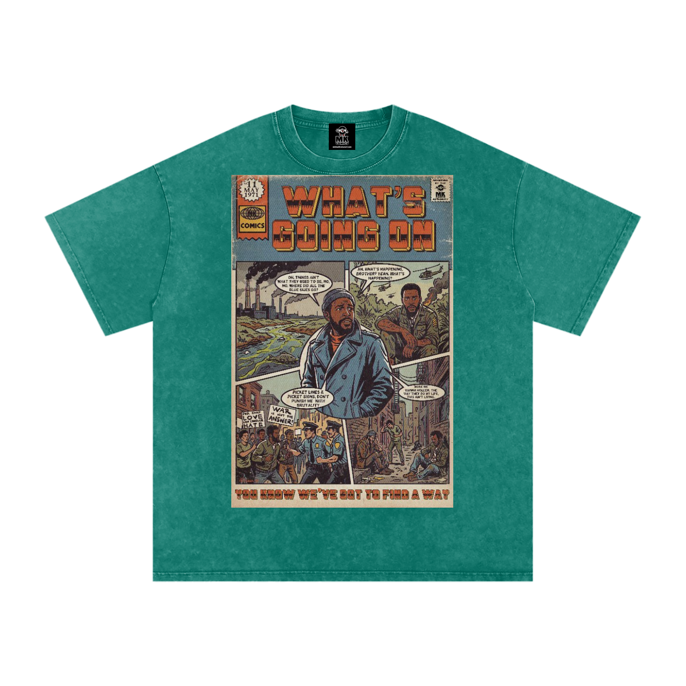 What's Going On - Snow Washed Oversized Cotton T-Shirt