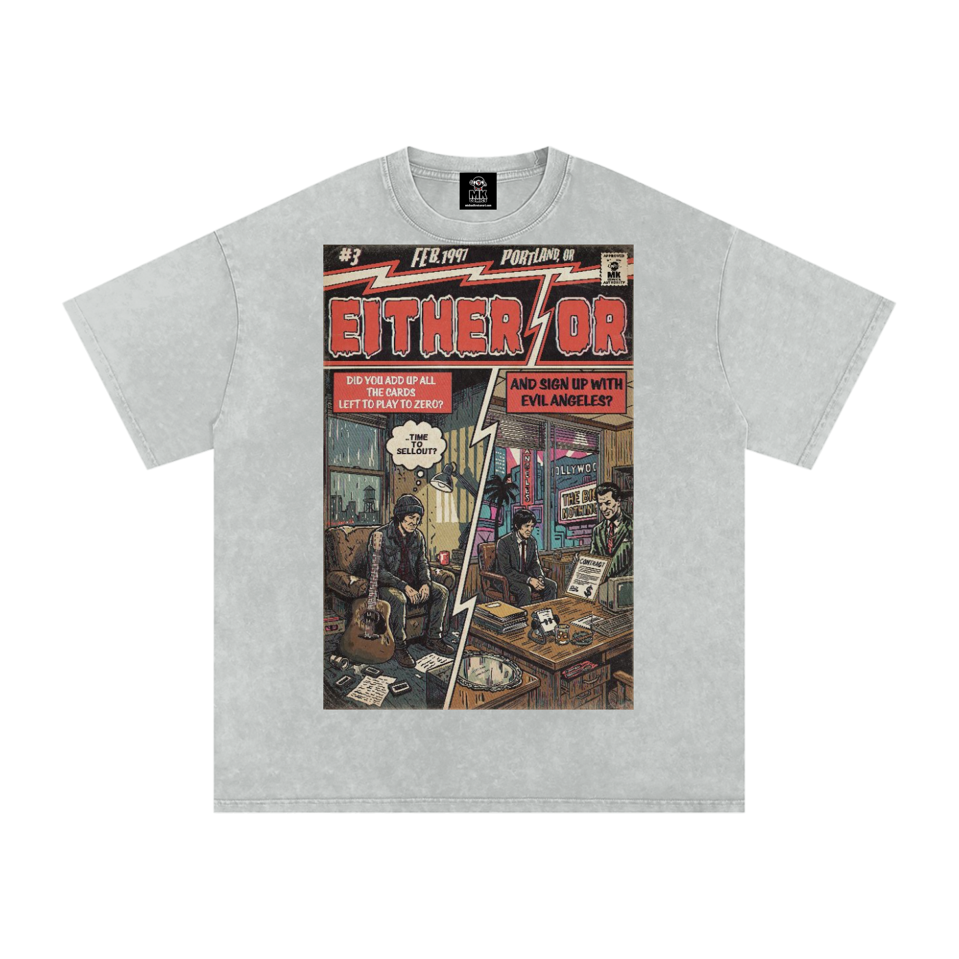 Either/Or - Snow Washed Oversized Cotton T-Shirt