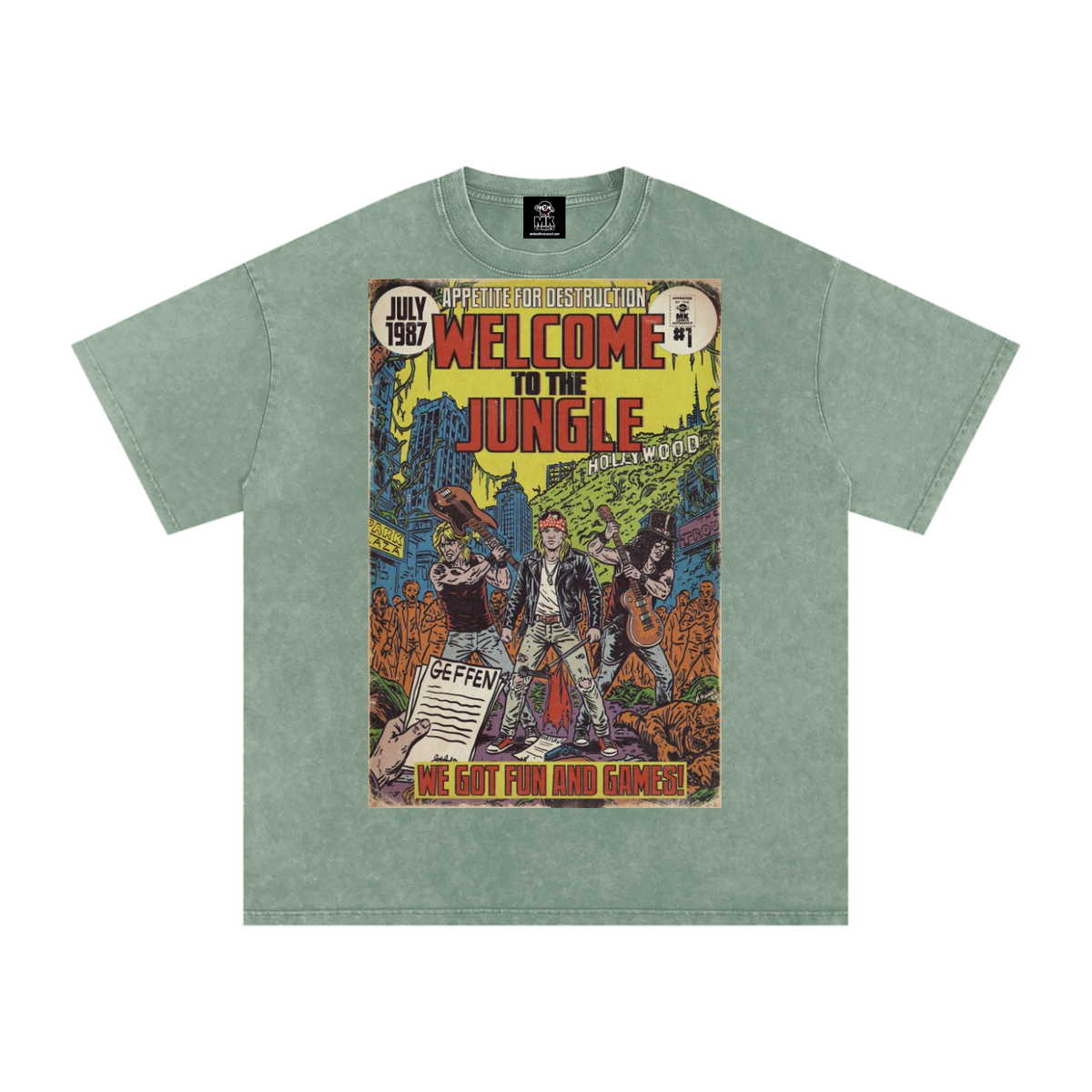 Welcome to the Jungle - Snow Washed Oversized Cotton T-Shirt