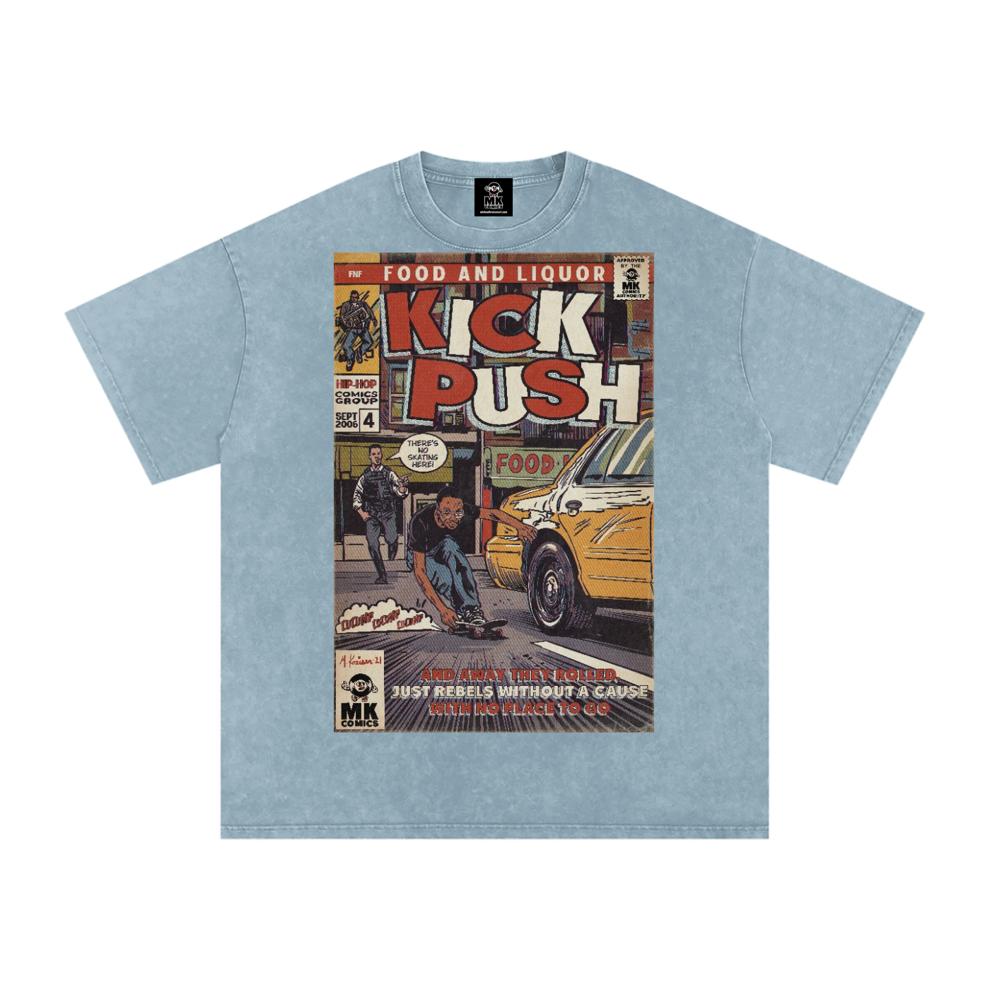 Kick, Push - Snow Washed Oversized Cotton T-Shirt