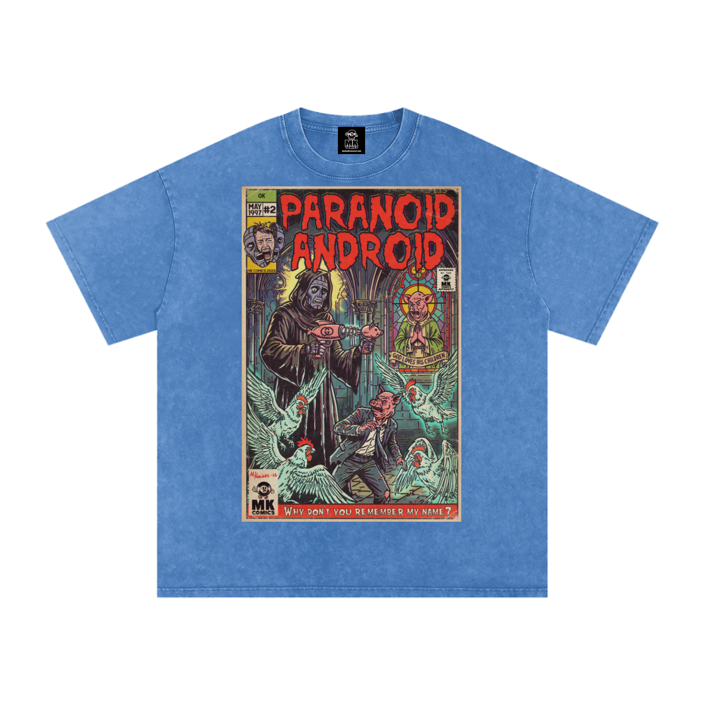 Paranoid Android -  Snow Washed Oversized Cotton T-Shirt