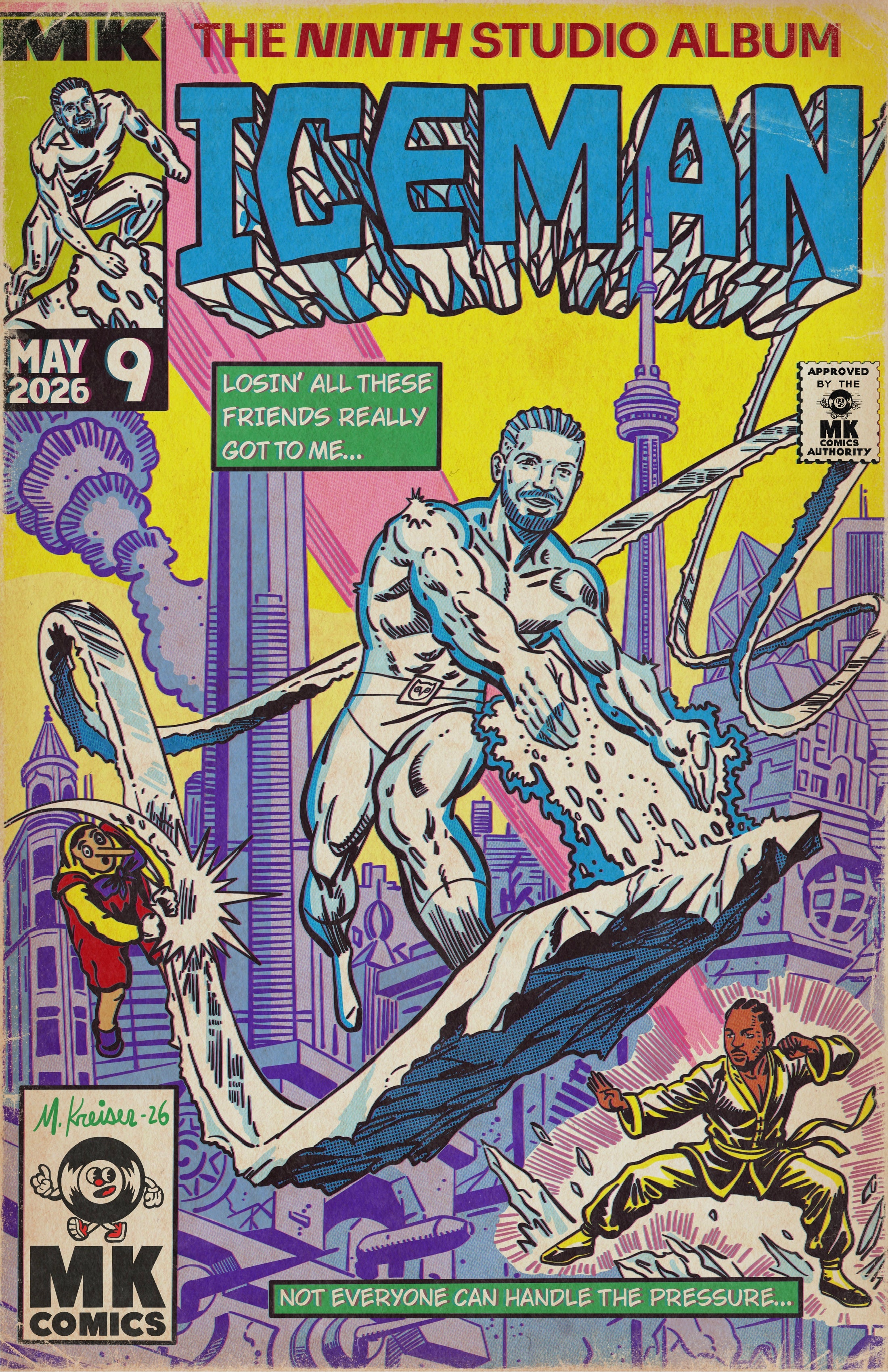 a Drake "Iceman" Comic book parody deaign