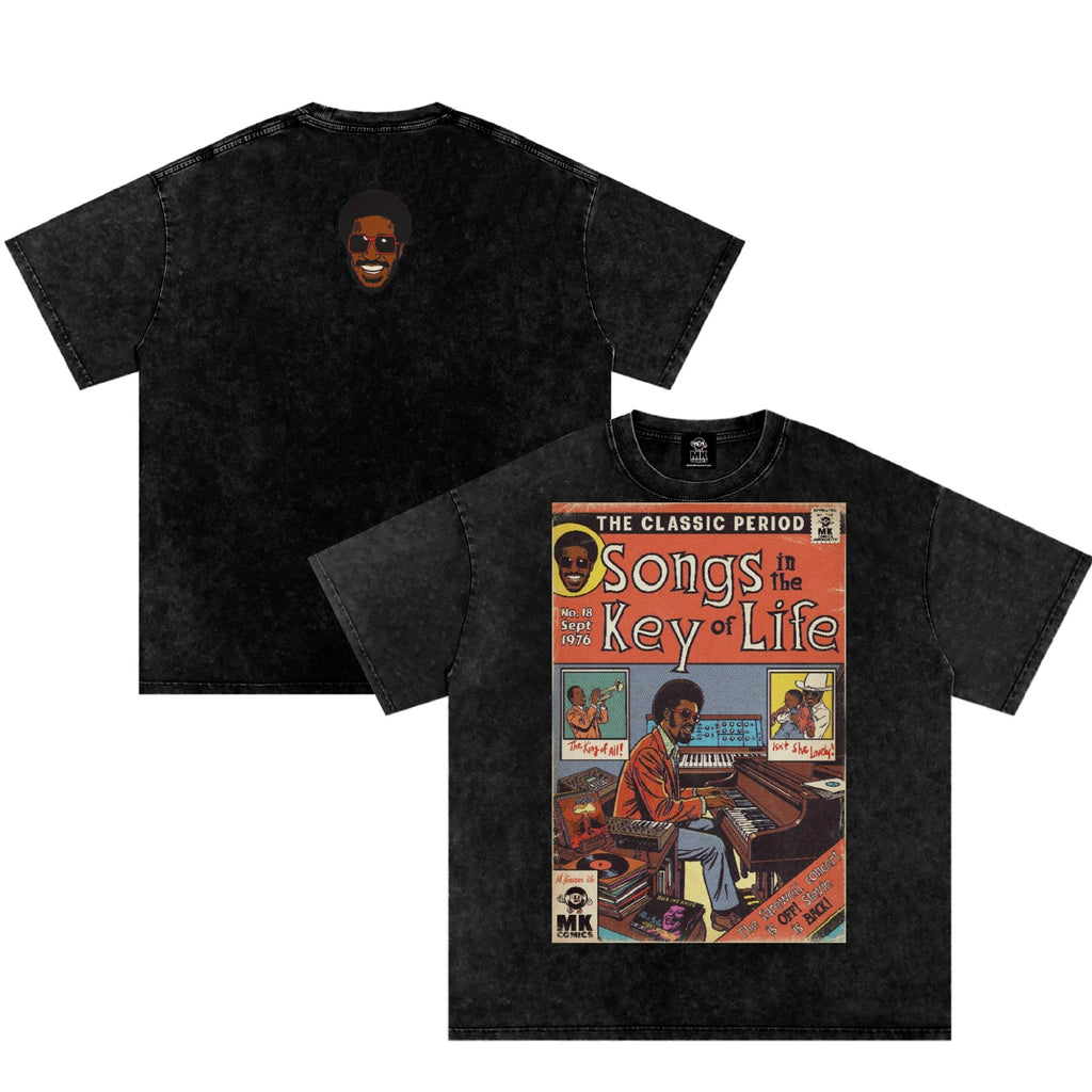 Songs in the Key of Life - Snow Washed Oversized Cotton T-Shirt