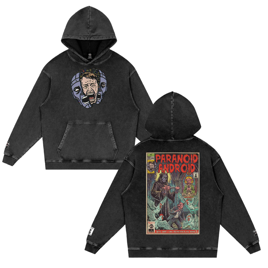Paranoid Android -  Snow Washed Loose Cotton Hoodie