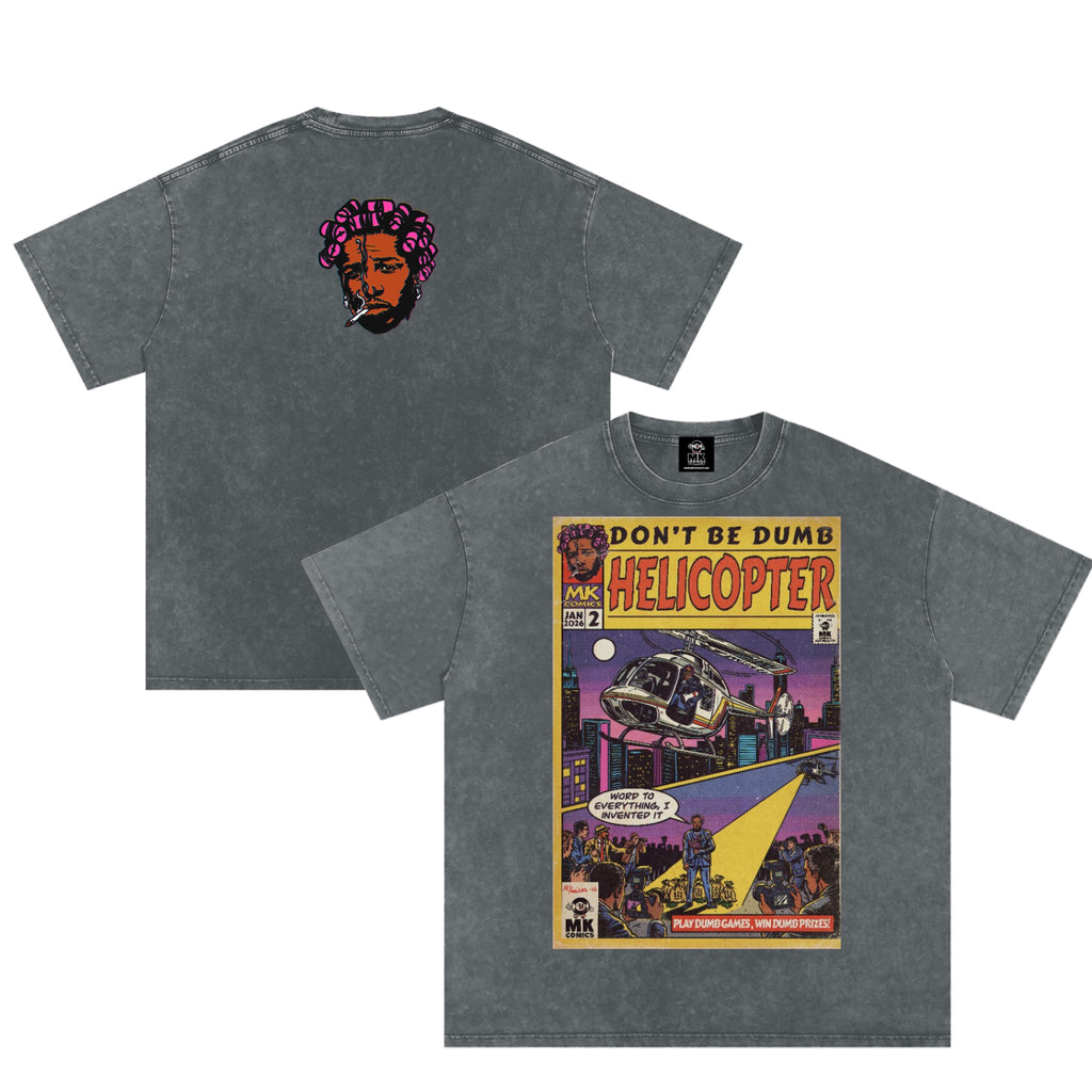 Helicopter - Snow Washed Oversized Cotton T-Shirt