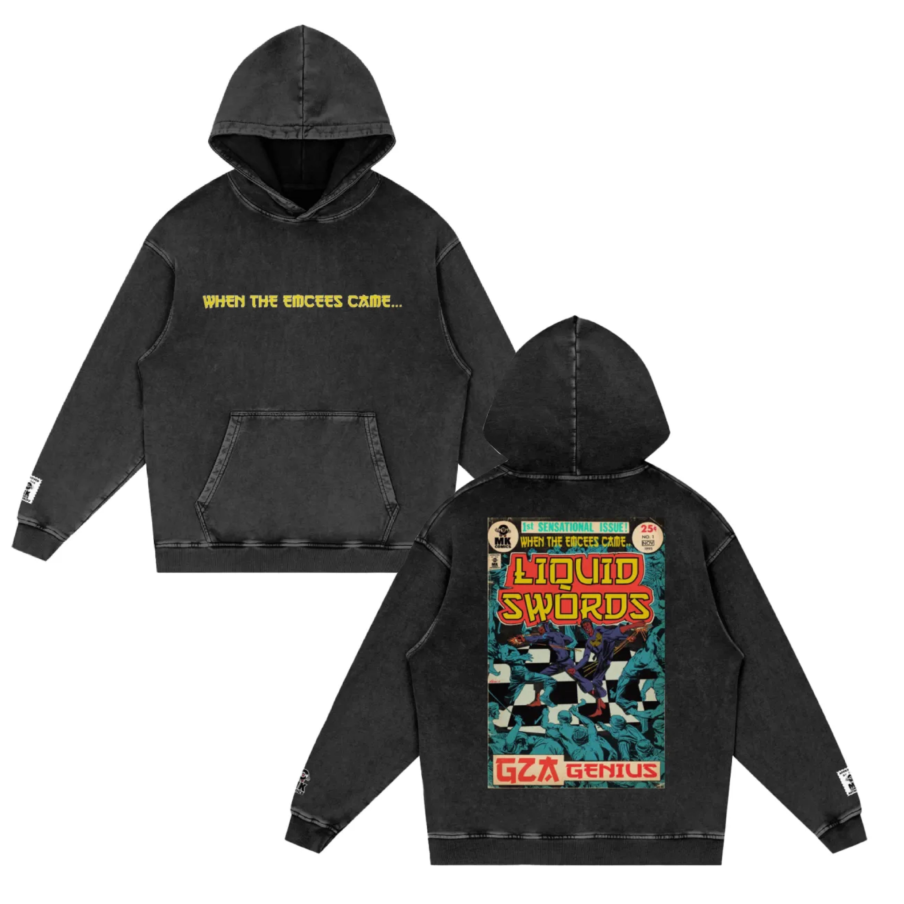 Liquid Swords - Snow Washed Loose Cotton Hoodie