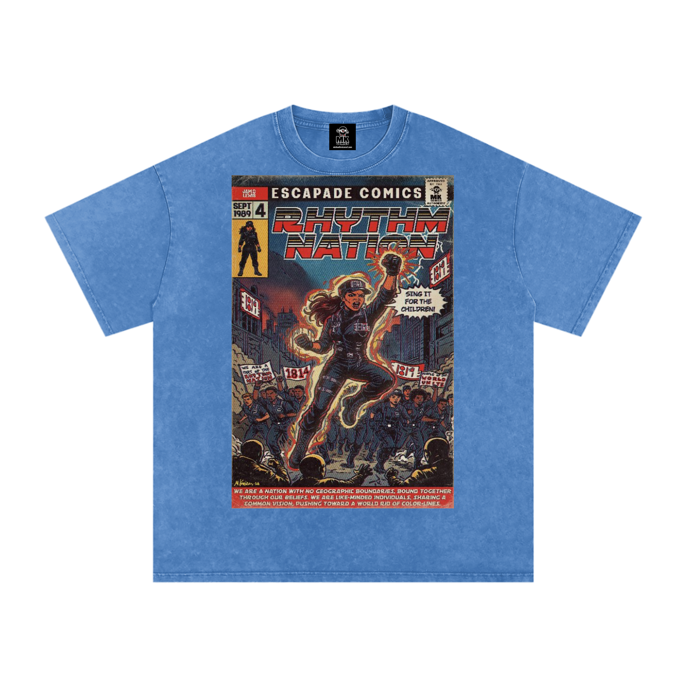 Rhythm Nation - Snow Washed Oversized Cotton T-Shirt