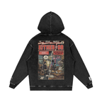 Black hoodie with a graphic design for Either/Or by Elliott Smith on the back on a white background