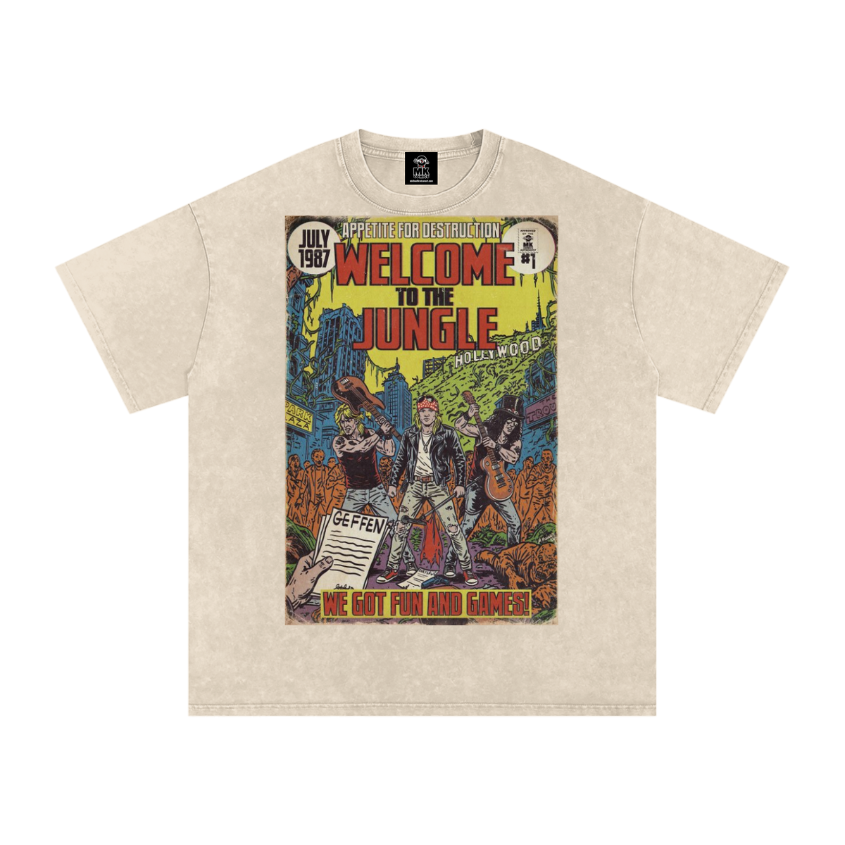 Welcome to the Jungle - Snow Washed Oversized Cotton T-Shirt