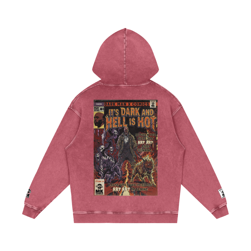 It's Dark & Hell is Hot - Snow Washed Loose Cotton Hoodie