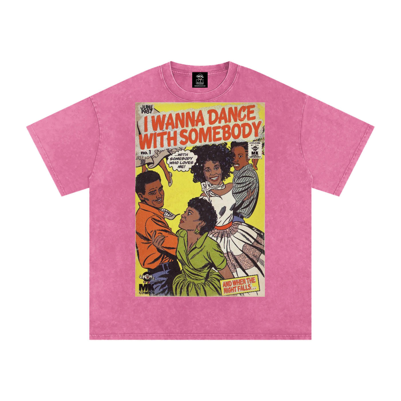 I Wanna Dance with Somebody - Snow Washed Oversized Cotton T-Shirt