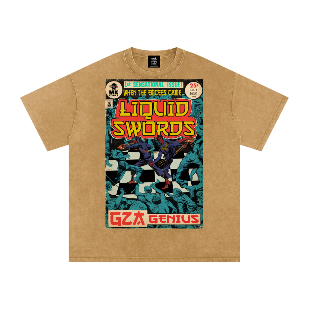 Liquid Swords - Snow Washed Oversized Cotton T-Shirt