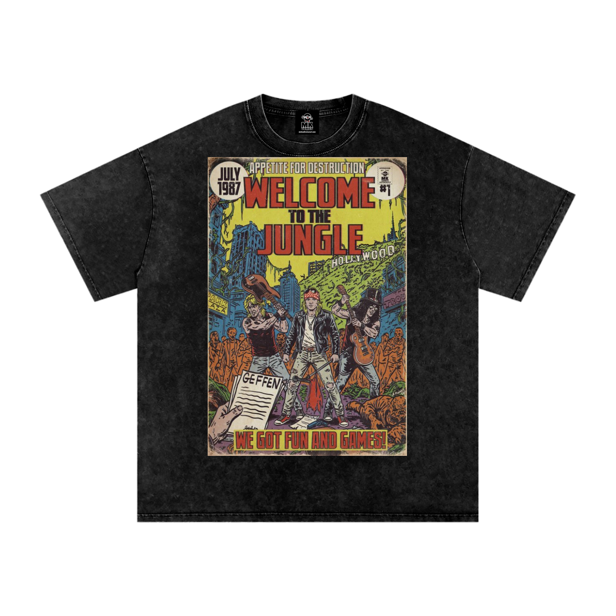 Welcome to the Jungle - Snow Washed Oversized Cotton T-Shirt