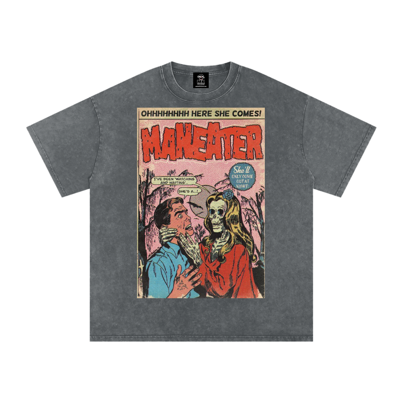 Maneater - Snow Washed Oversized Cotton T-Shirt