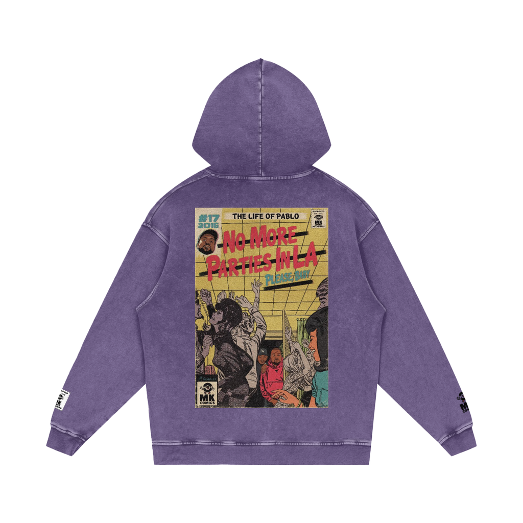 No More Parties in L.A - Snow Washed Loose Cotton Hoodie