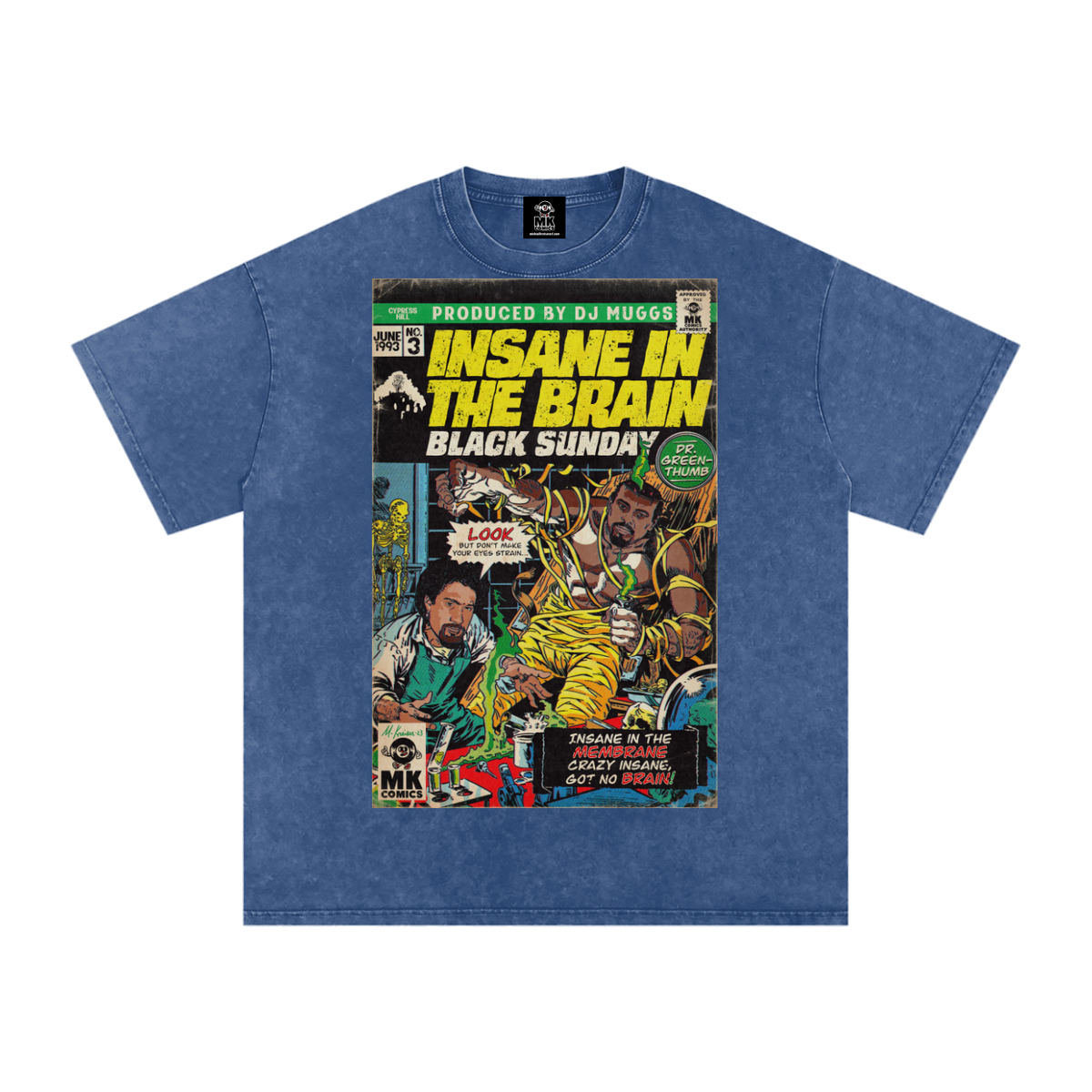 Insane in the Brain - Snow Washed Oversized Cotton T-Shirt