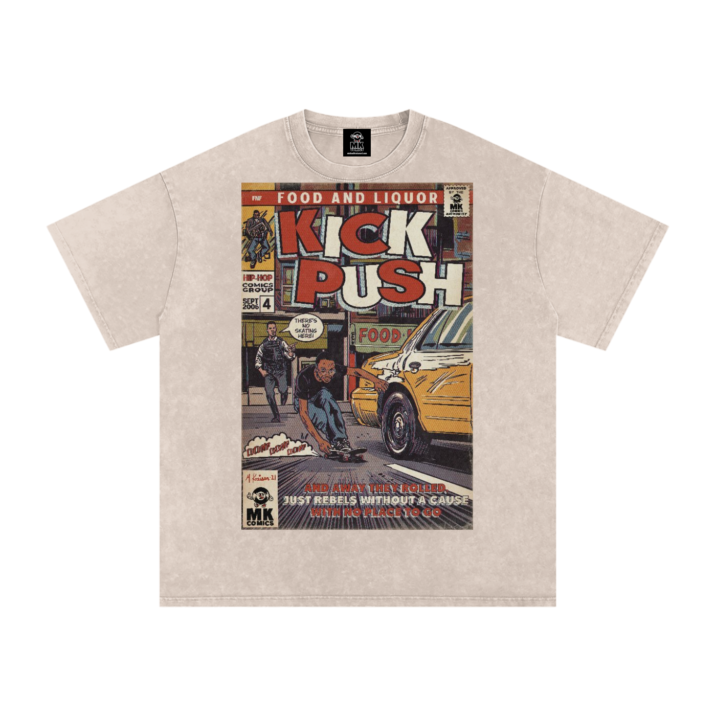 Kick, Push - Snow Washed Oversized Cotton T-Shirt