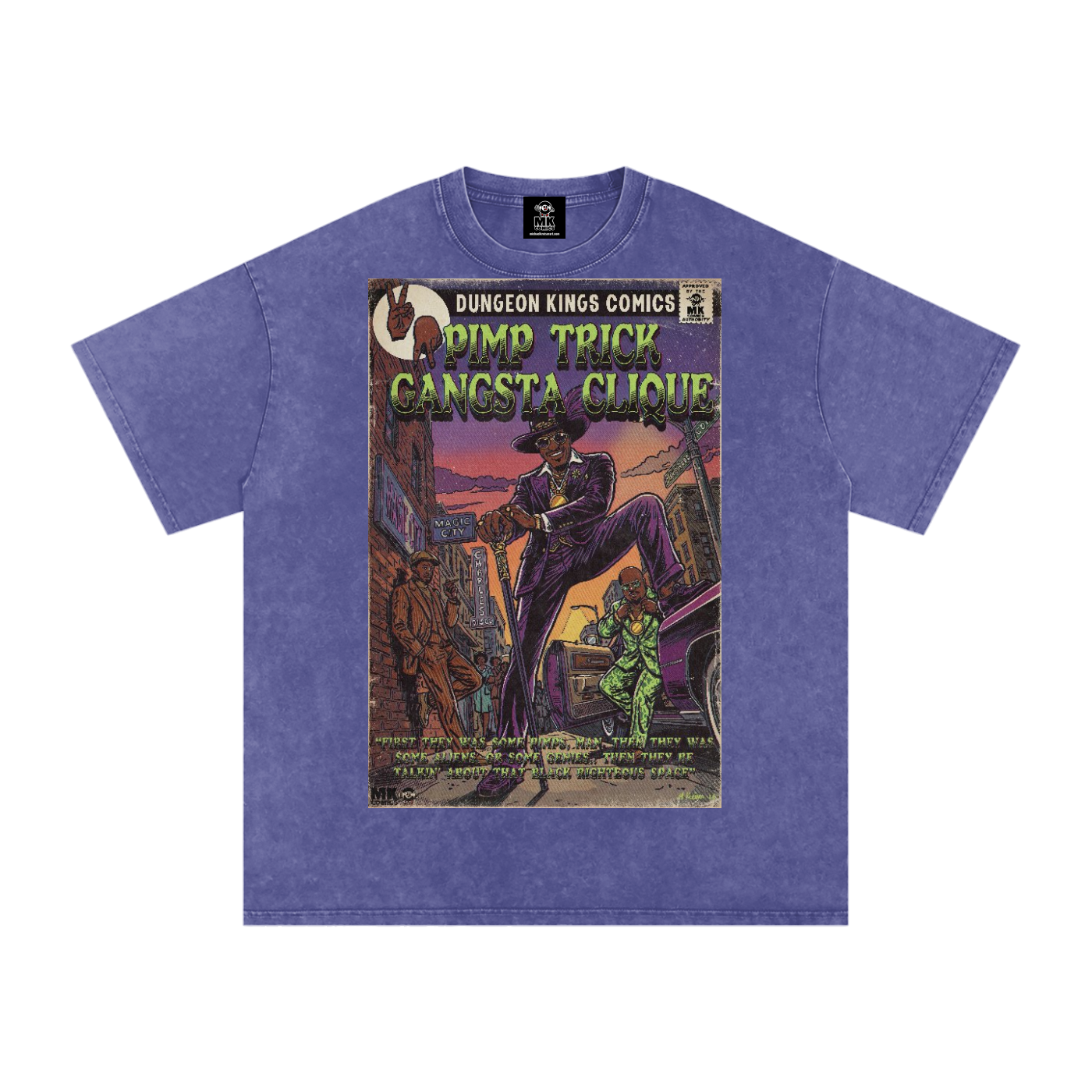 Pimp Trick Gangsta Clique - Snow Washed Oversized Cotton T-Shirt