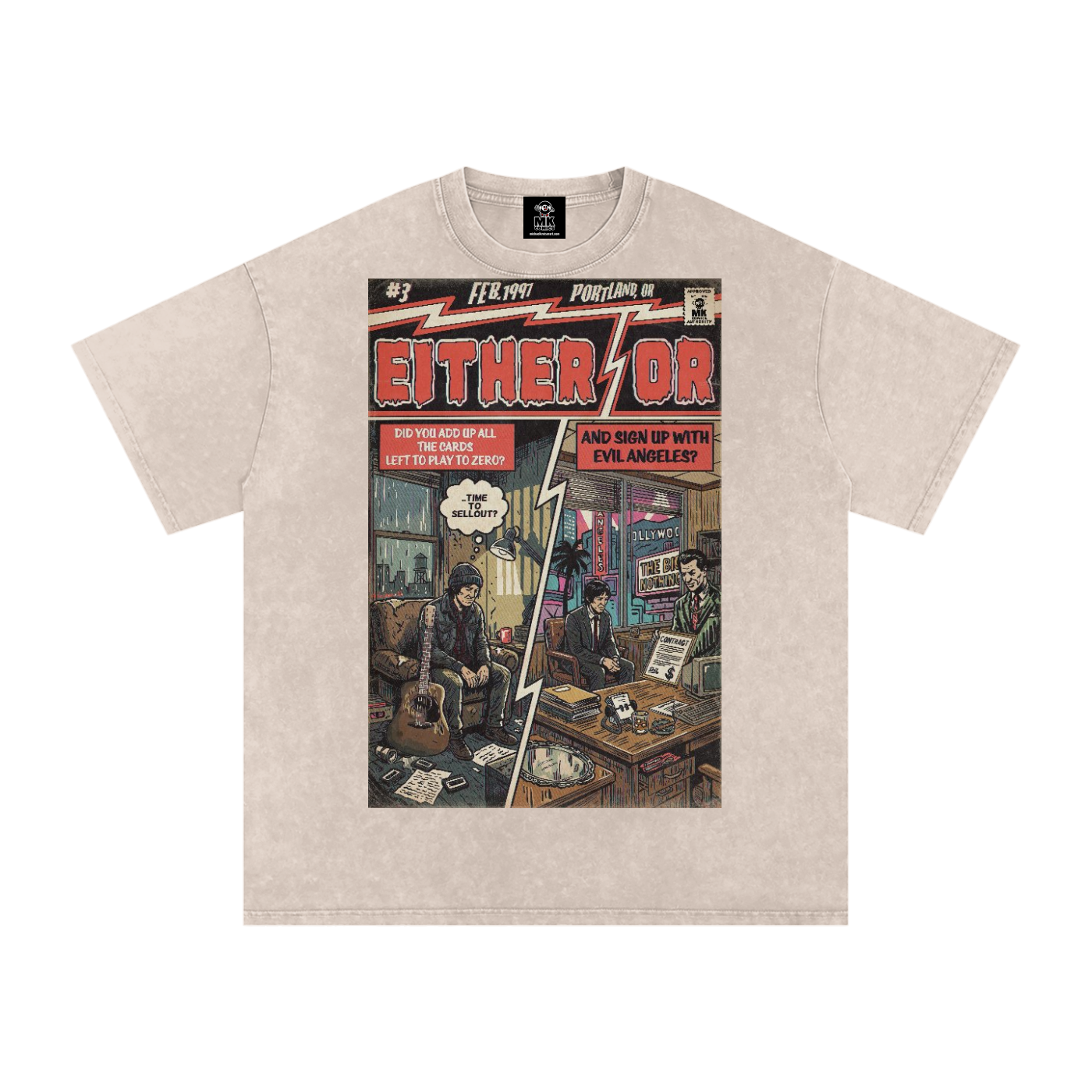 Either/Or - Snow Washed Oversized Cotton T-Shirt