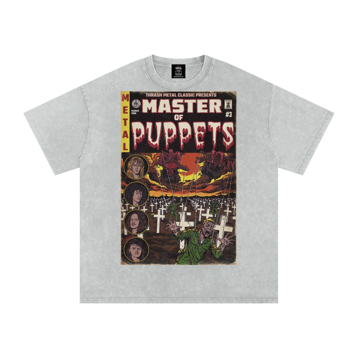 Master of Puppets - Snow Washed Oversized Cotton T-Shirt