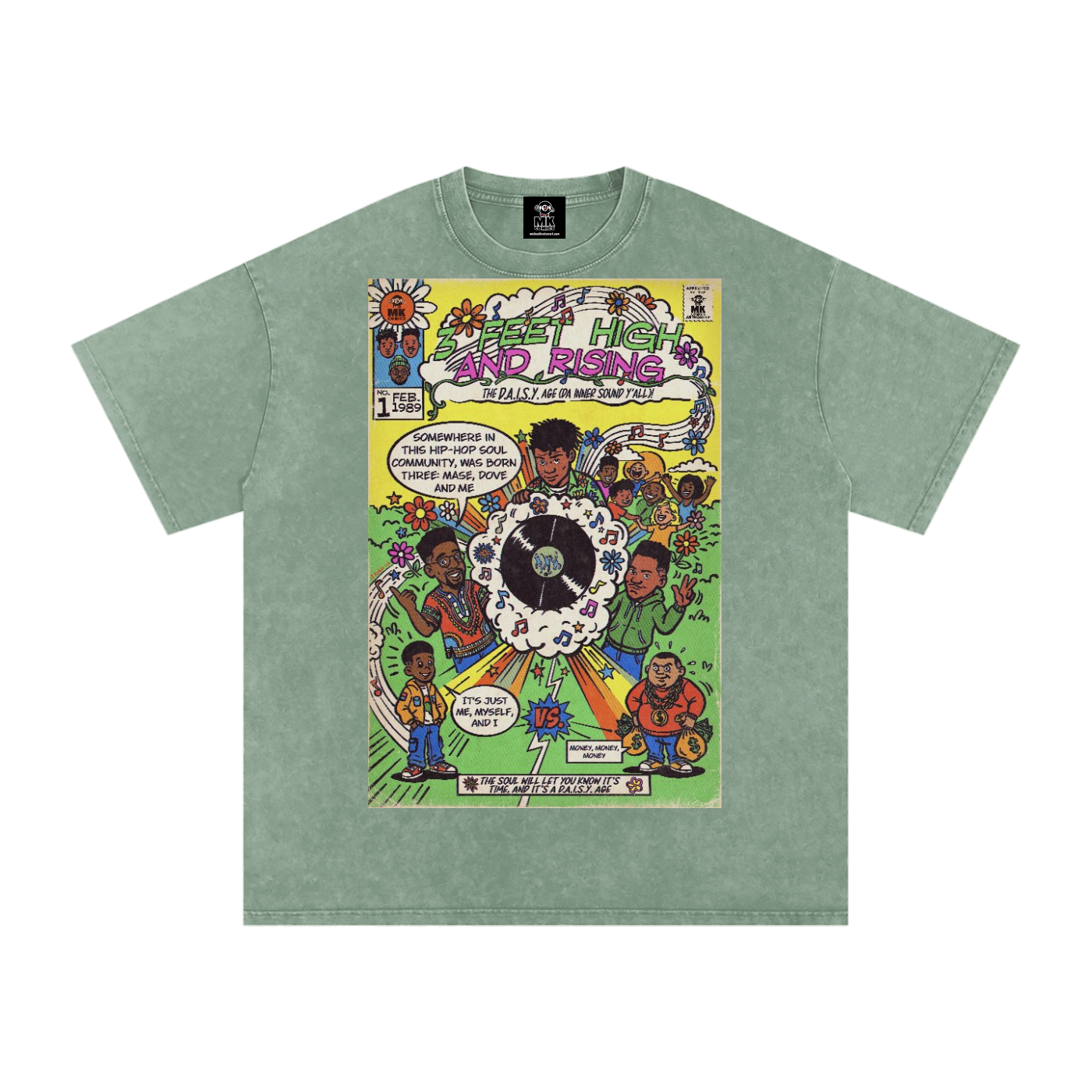 3 Feet High & Rising - Snow Washed Oversized Cotton T-Shirt