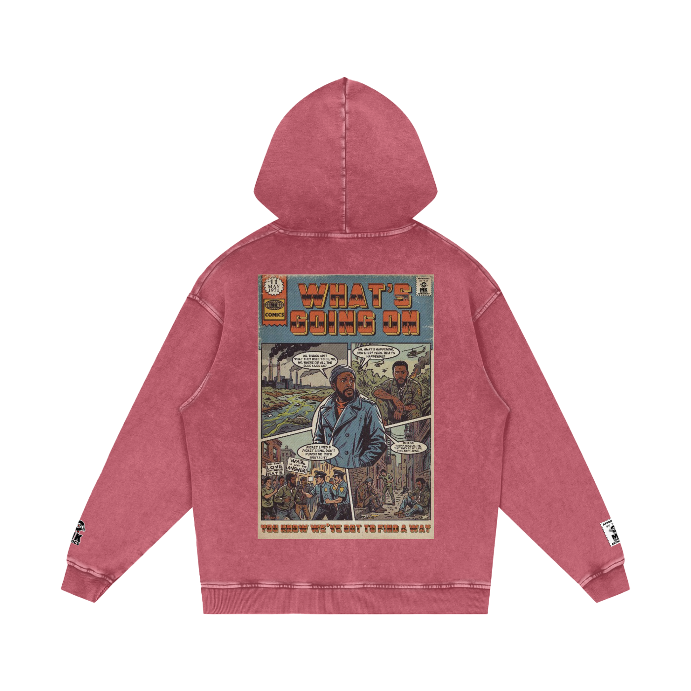 What's Going On - Snow Washed Loose Cotton Hoodie