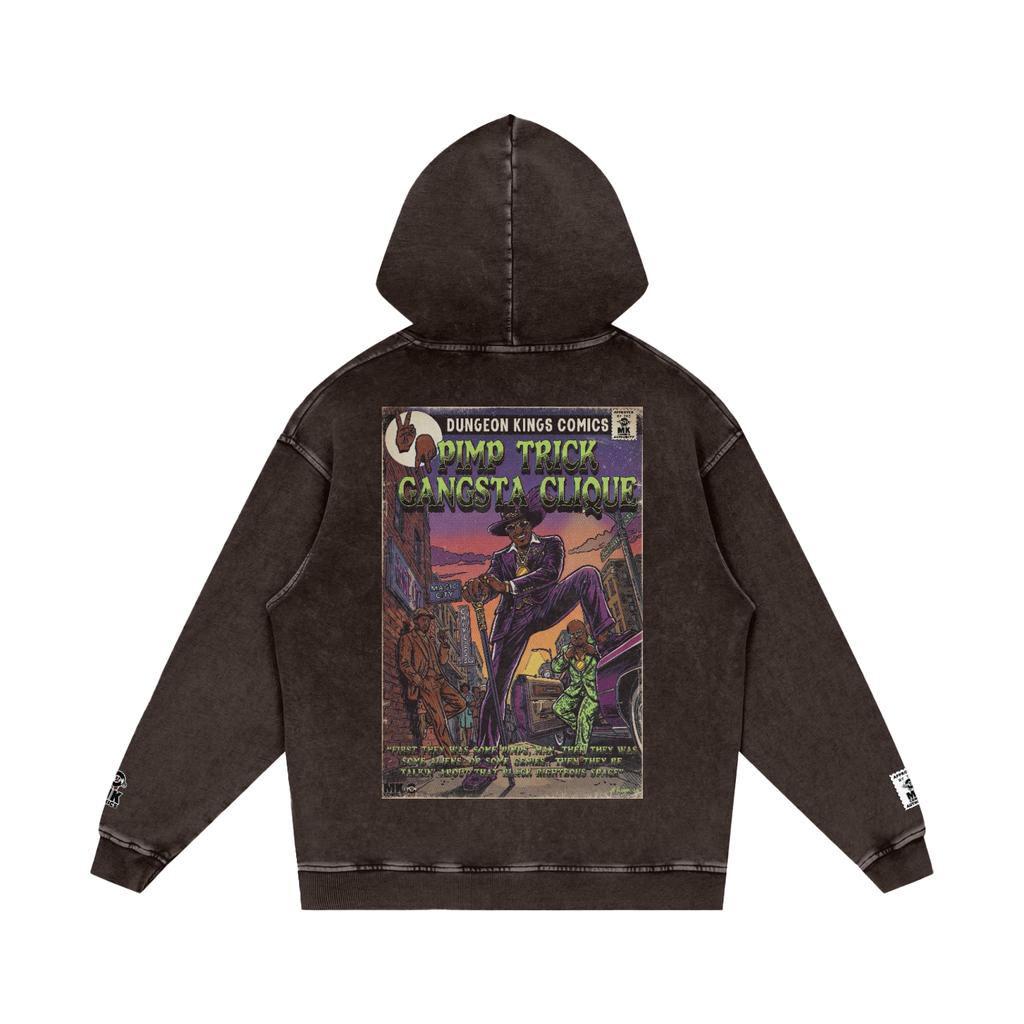 Pimp Trick Gangsta Clique - Snow Washed Loose Cotton Hoodie