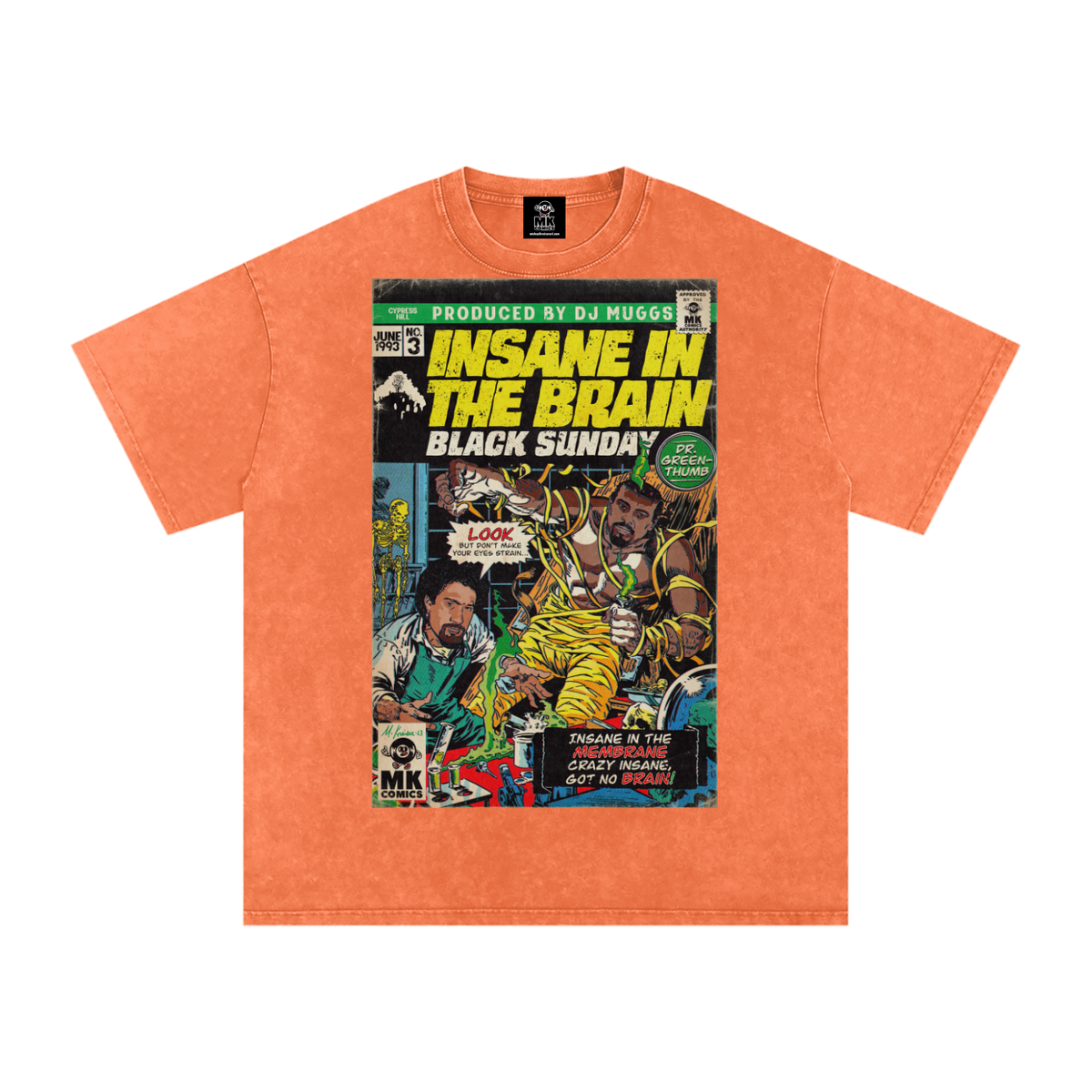Insane in the Brain - Snow Washed Oversized Cotton T-Shirt