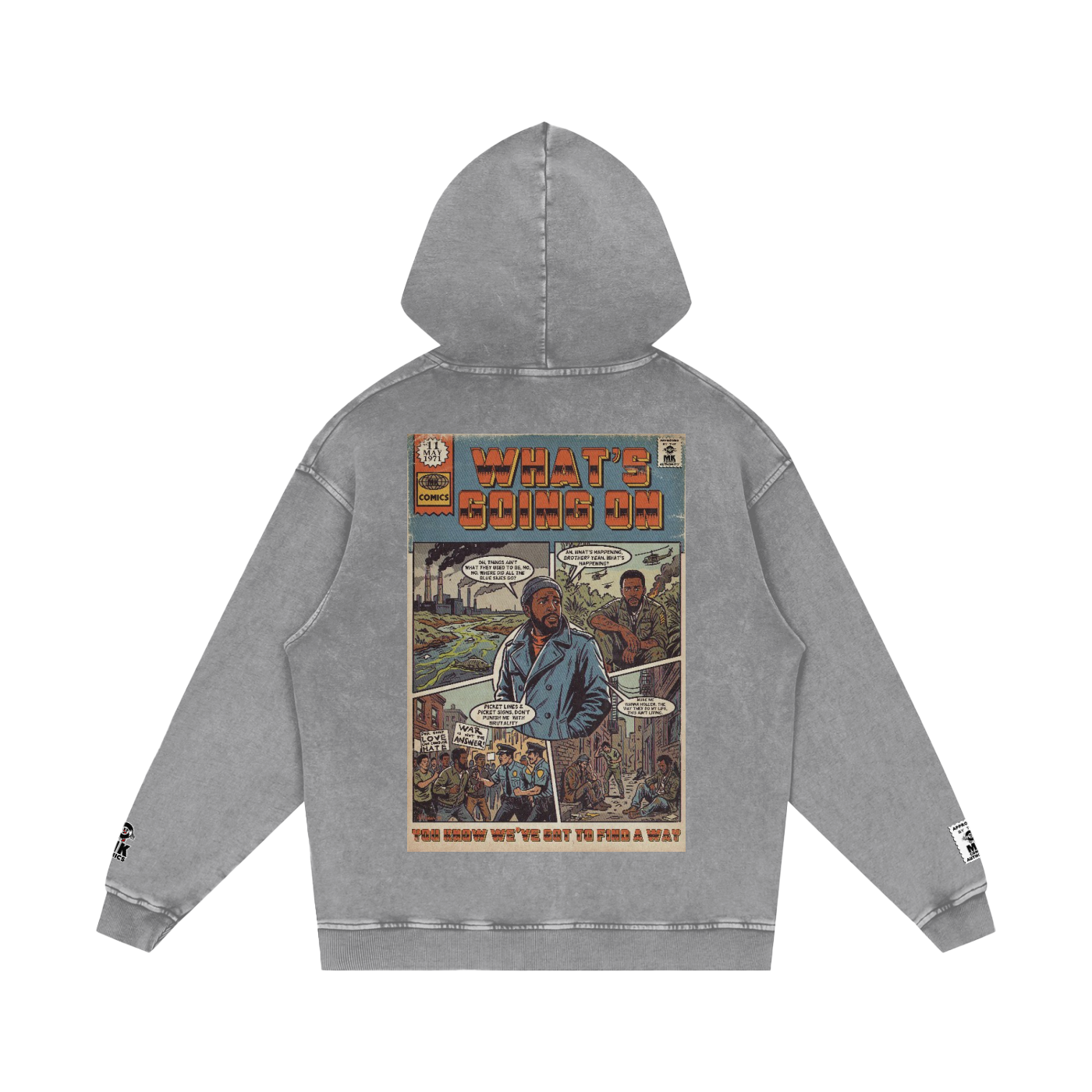 What's Going On - Snow Washed Loose Cotton Hoodie