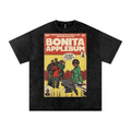 Black t-shirt with a graphic design featuring 'Bonita Applebum' by A Tribe Called Quest on a white background
