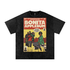 Black t-shirt with a graphic design featuring 'Bonita Applebum' by A Tribe Called Quest on a white background