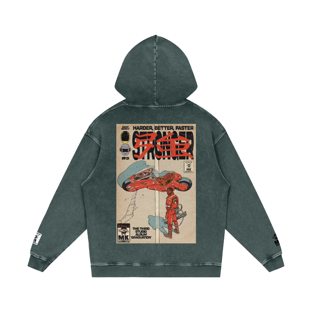 Stronger - Snow Washed Loose Cotton Hoodie