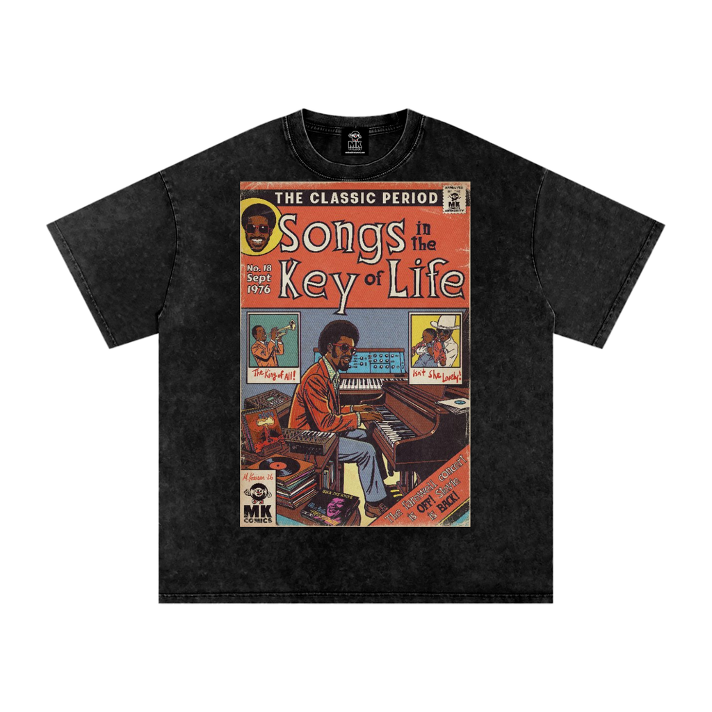Songs in the Key of Life - Snow Washed Oversized Cotton T-Shirt