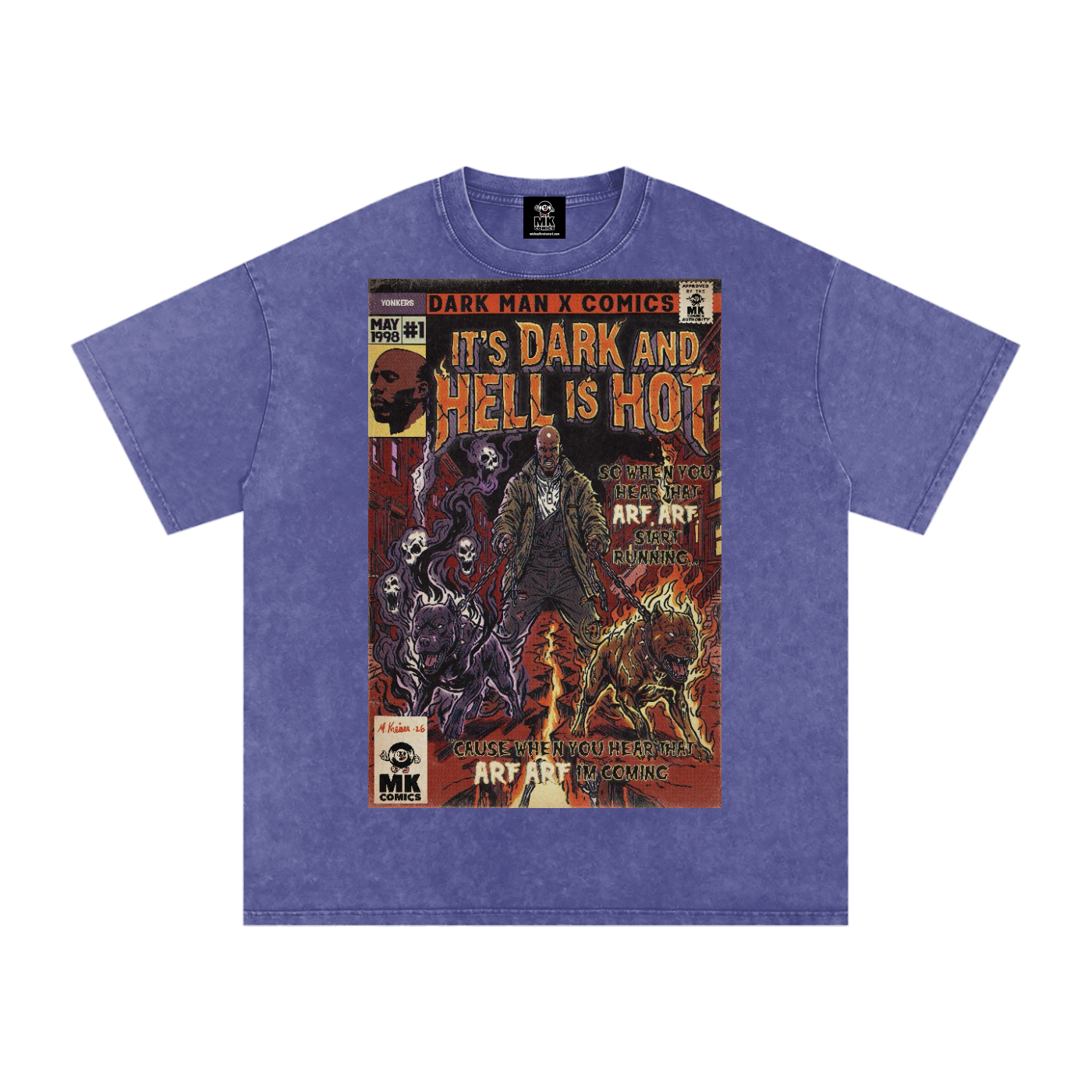 It's Dark & Hell is Hot - Snow Washed Oversized Cotton T-Shirt