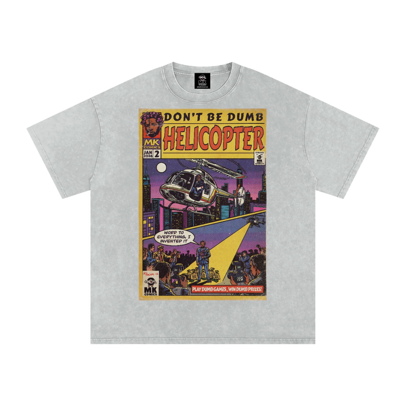 Helicopter - Snow Washed Oversized Cotton T-Shirt