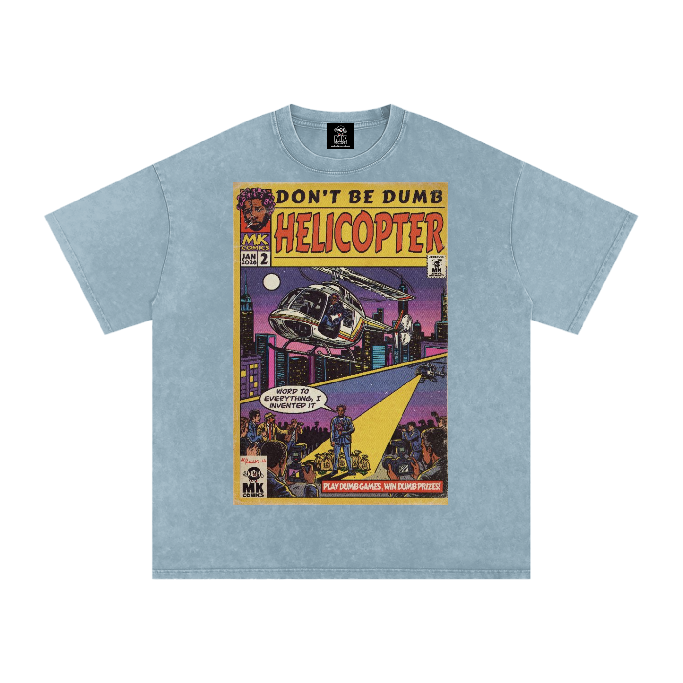 Helicopter - Snow Washed Oversized Cotton T-Shirt