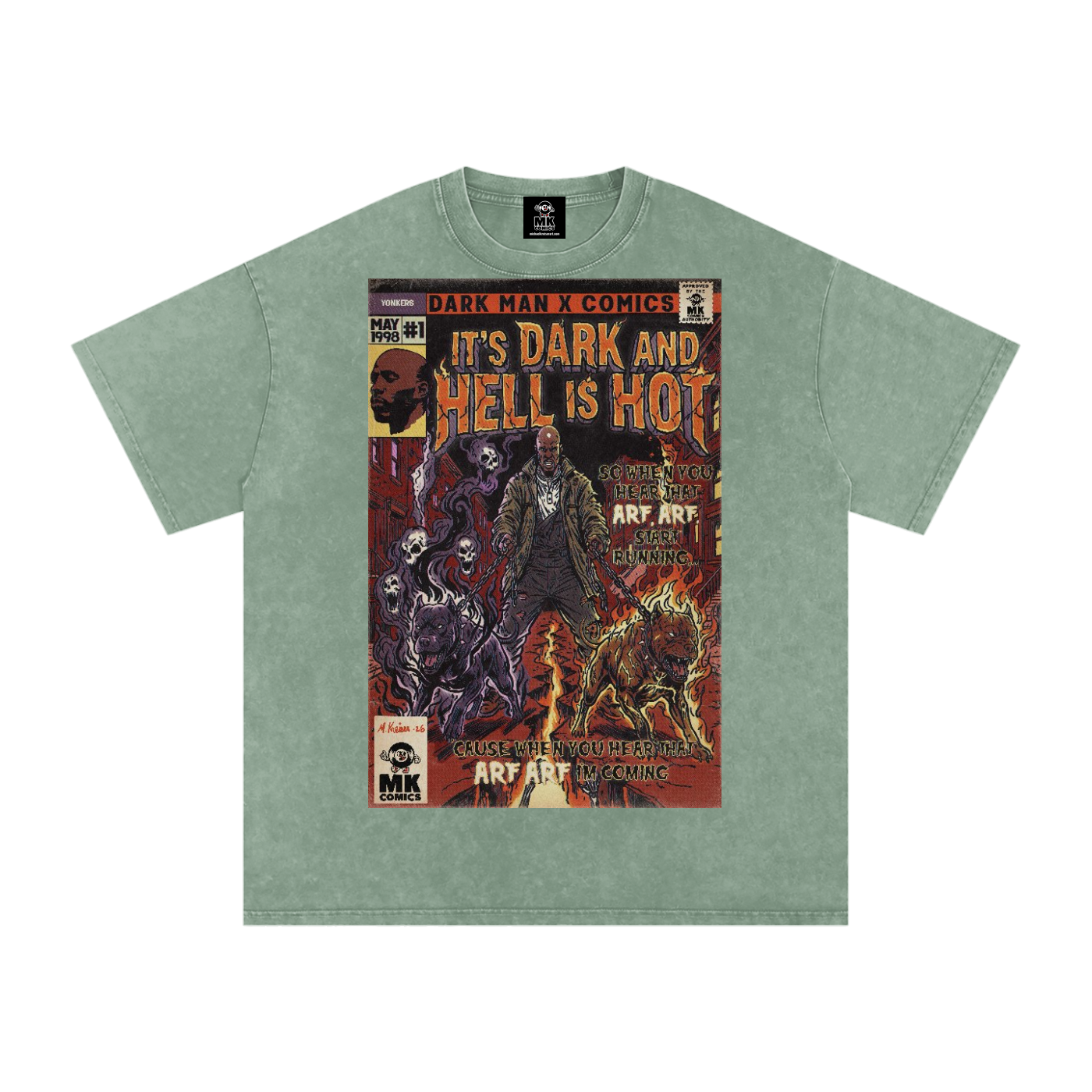 It's Dark & Hell is Hot - Snow Washed Oversized Cotton T-Shirt