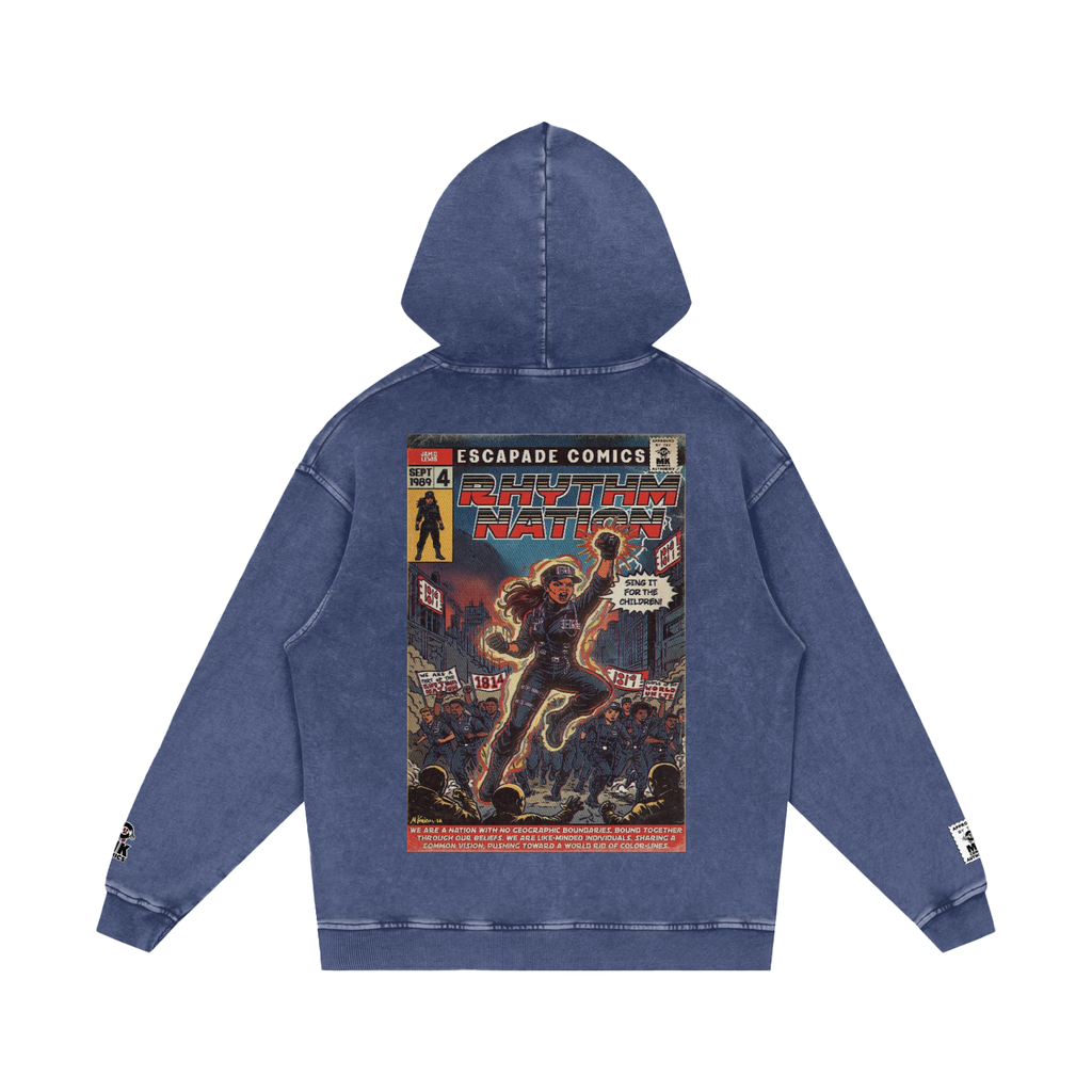 Rhythm Nation - Snow Washed Loose Cotton Hoodie