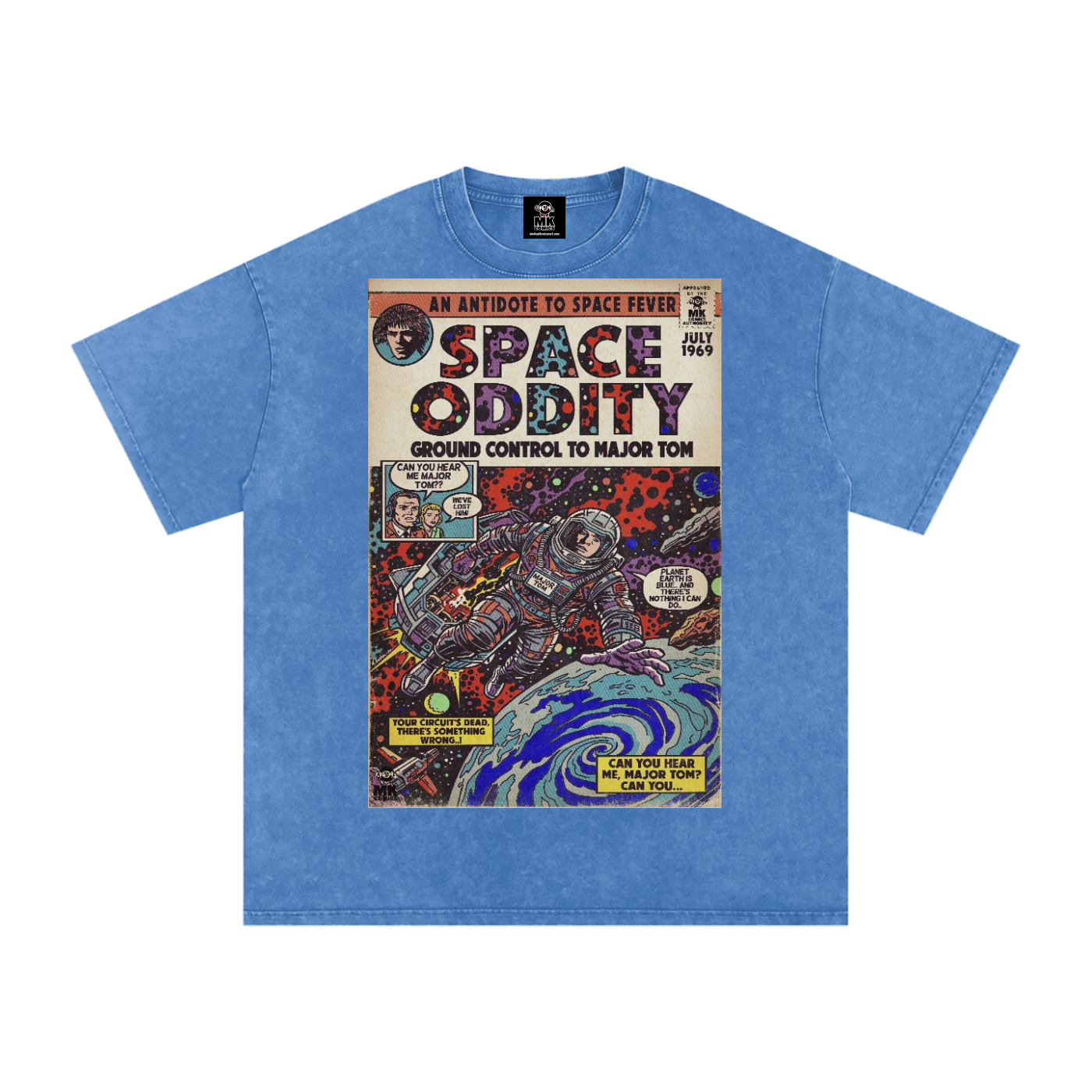 Space Oddity - Snow Washed Oversized Cotton T-Shirt