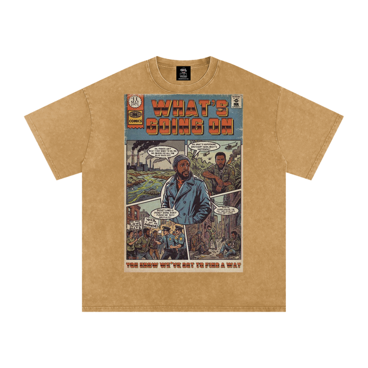 What's Going On - Snow Washed Oversized Cotton T-Shirt