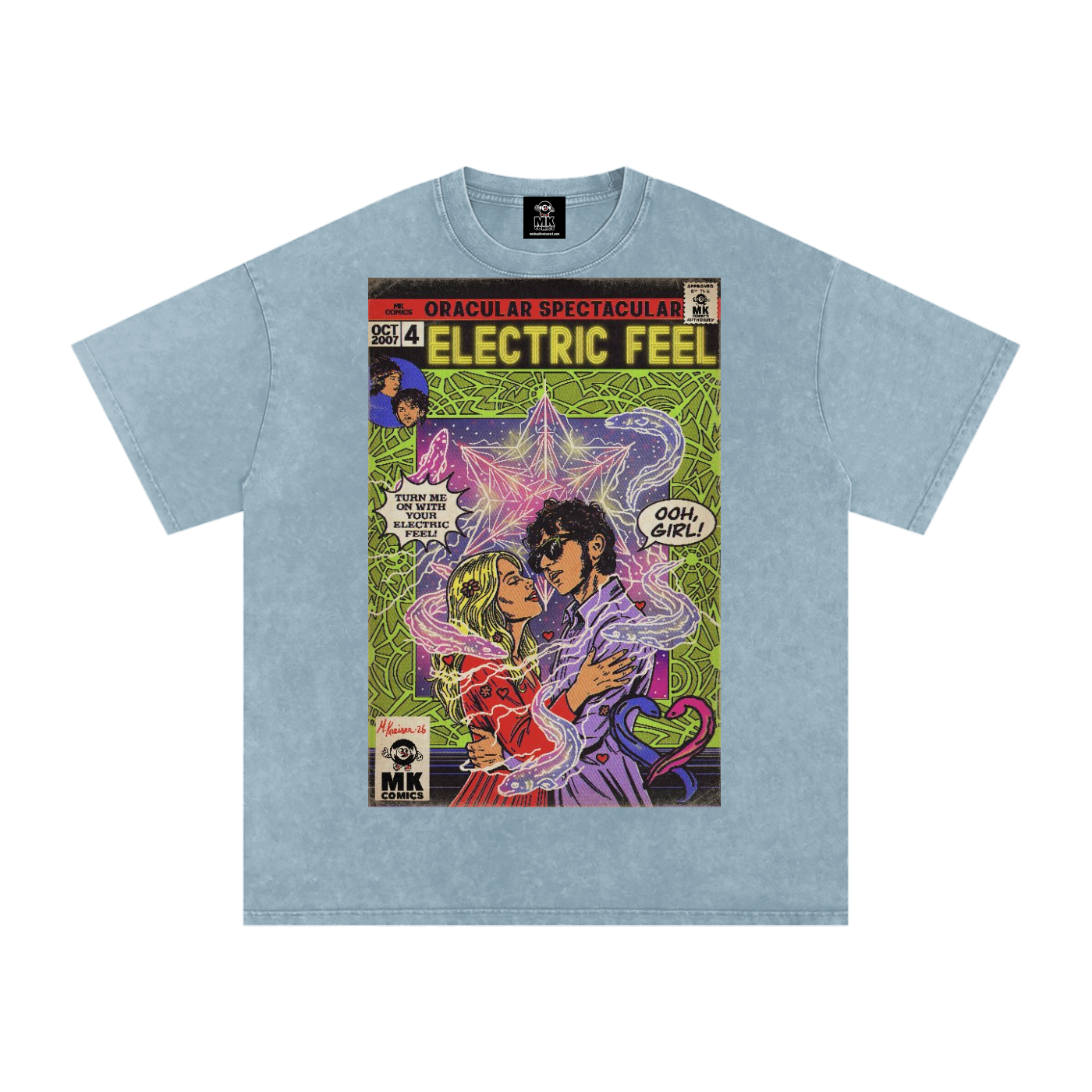 Electric Feel - Snow Washed Oversized Cotton T-Shirt