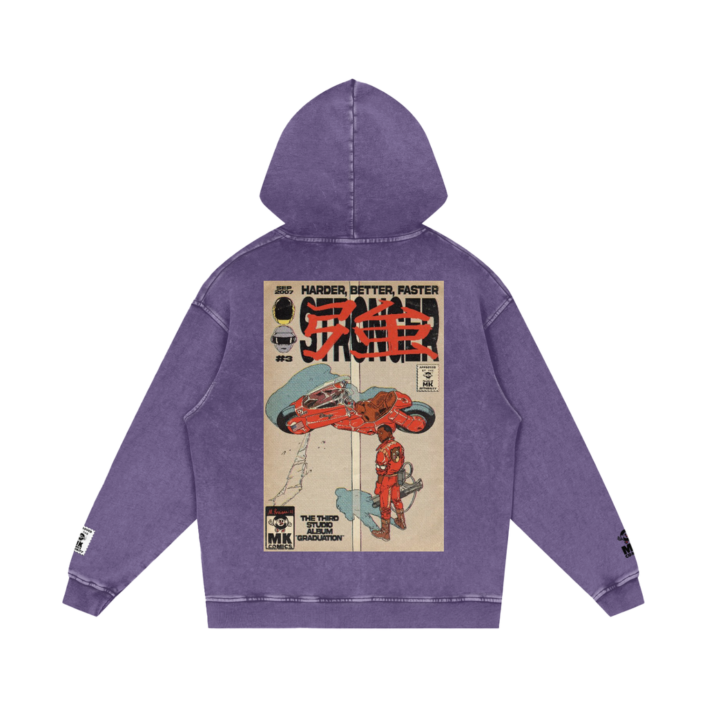 Stronger - Snow Washed Loose Cotton Hoodie