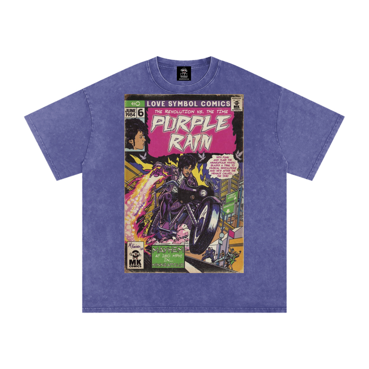 Purple Rain - Snow Washed Oversized Cotton T-Shirt