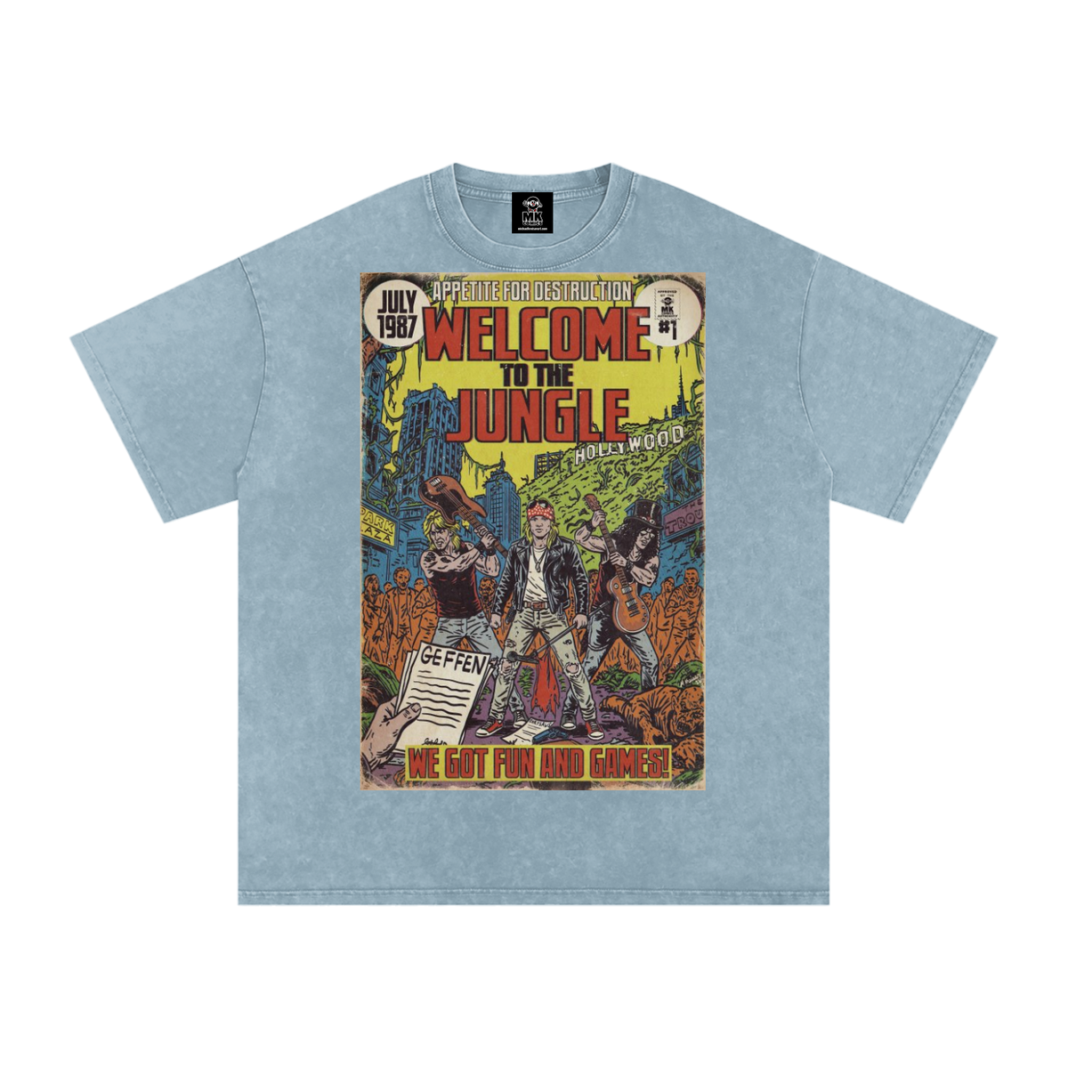 Welcome to the Jungle - Snow Washed Oversized Cotton T-Shirt